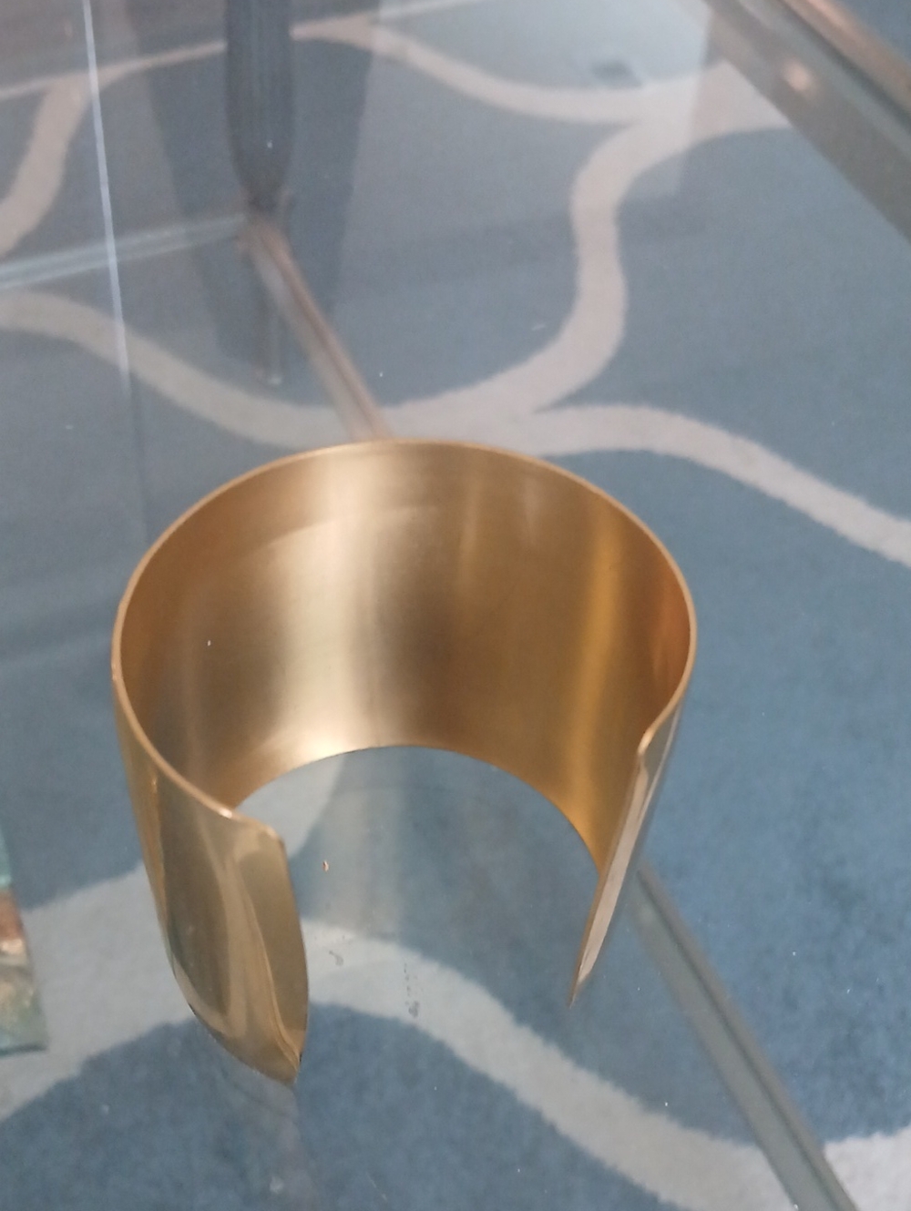 Wide Gold Metal Cuff Bracelet - Picture 2 of 2